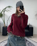 DN Henley Neck Waffle Long Sleeve T-shirt