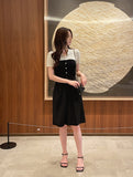 Rosven color matching collar short sleeve knit