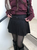Krang Wool Pleated Mini Belt Skirt