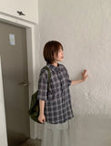 [unisex] Gotelli Linen Check Over Short Sleeve Shirt