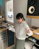 Moui Stripe Crop Hood Shirt