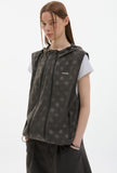 twin zipper dot hood vest