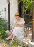 Bwile Crochet Embroidery Knit Wrinkle Sleeveless One Piece Two Piece (Strap Set)
