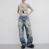 Cozia Cropped Knitwear Short-sleeved Cardigan