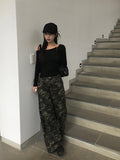 Naun Camo Back Pocket Snap Military Wide Pants