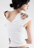 Wrinkle Cross Up Off Shoulder T