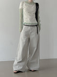Torsion Smoke Shirring Sheer See-Through T-shirt