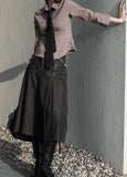 Suspender Long Pleated Skirt
