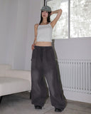 Mens Side Snap Slit Balloon Fit Denim Pants