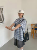 [BAONHAUS] Kureun check seersucker over short sleeve shirt