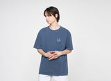 Small Drawing Smile Pigment Short Sleeve T-shirt Gray Logo