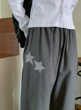 [BAONHAUS] Corylin Star Patch Banding Wide Pants