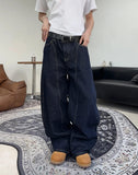 Elt raw wide denim pants