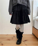 Elna Ribbed Frill Flare Midi Skirt