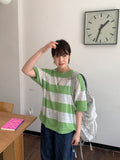 Monomo Linen Stripe Color Short Sleeve Knit