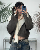 Heads oversized fit leather jacket