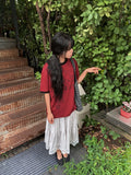 Mujeuf Tiered Lace Banding Long Skirt