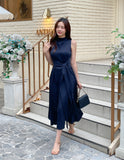 Cheline high neck sleeveless strap long one piece