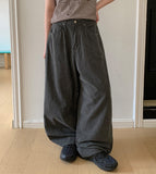 Coden Crack Washing Cotton Pintuck Wide Pants