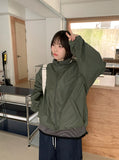 [unisex] Konite glossy string over hood wind jacket