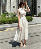 Winned High Neck Satin Sleeveless One Piece (Strap Set)