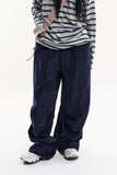 Smooth corduroy pintuck wide pants