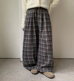 Calcori Banding Check Wide Pants