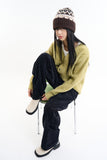 Fuzzy wool blend knit beanie