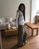[Mink Brushed] Sonek Rustling Cotton Wide Cargo Pants