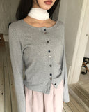 Marble Mix Color Button Point Cardigan