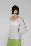 SHEER V-NECK LONGSLEEVE