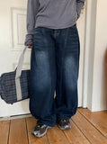 Kepan Lettering Wide Denim Pants