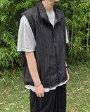 High neck denim vest