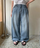 Ryuin Pintuck Summer Washing Wide Denim Pants