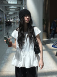Putting Balloon Short Sleeve Cap Sleeve Blouse