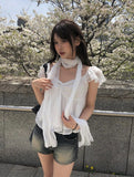 Sean V Shirring Frill Sleeveless Blouse