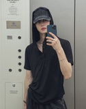 Dates Henley Neck Short Sleeve Hoodie