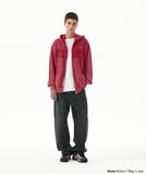 WASHED CUT OFF APPLIQUE HOOD ZIP UP
