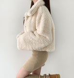 Winter Fluffy Fleece Collar Crop Fur Jacket