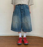 [unisex] Purfuri Washing Denim Bermuda Pants