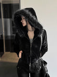Made Routine Velvet Fur Hood Zip-Up