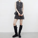 Tein sleeveless denim one piece