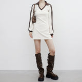 Newden V-neck Color Matching One Piece