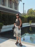 Pigment stitch ribbed sleeveless shirt