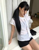 Kenbi Scarf Short Sleeve Blouse