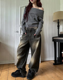 Sandy Double Washed Balloon Denim Pants