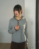 Peo Dot Color Matching Shirring Hood T-Shirt