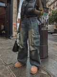 Shun Laser Pintuck Cargo Denim Pants