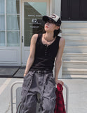 [LANARCH] Waffle Henley Neck Sleeveless
