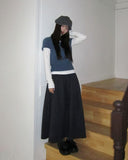 Rie Dot Flare Banding Long Skirt